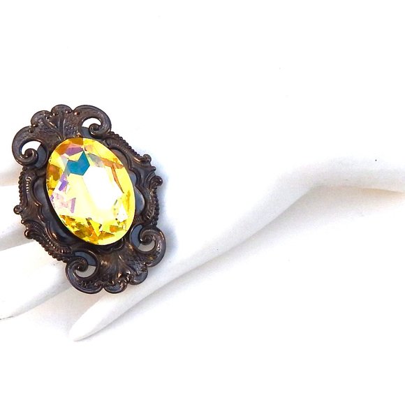 GASOLINE GLAMOUR FORTUNRE TELLER HONEY BUTTER MAXI OVAL RING - Picture 4 of 4